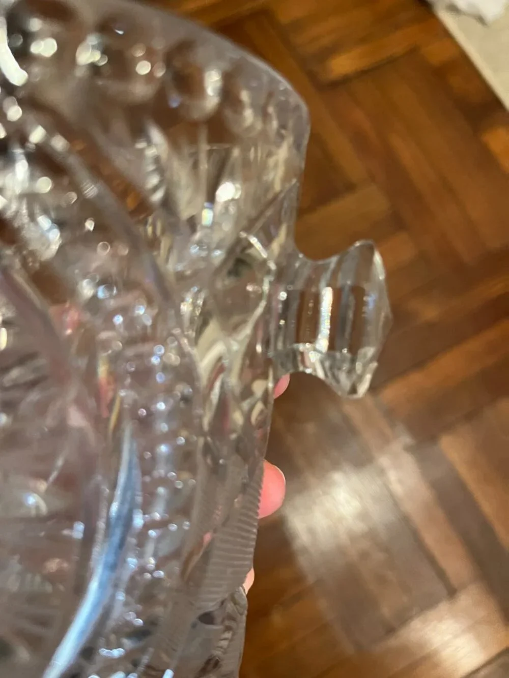 Vintage Heavy Cut Lead Crystal Ice Bucket Pinwheel Pattern Barware 5x5 Inches